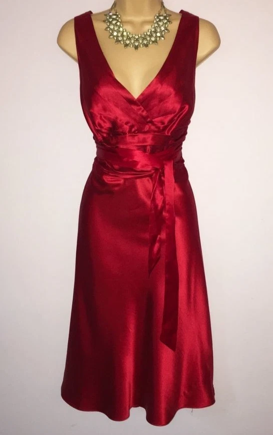 ✨ Monsoon Red Silk Mix Oriane Fit Flare Party Xmas Evening Dress - Size 16 - Image 1 of 3