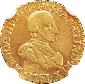 Mexico 1 Escudo Gold Mo 1761 M.M. Charles III, NGC VF Det. Plugged. KM# 116 - Picture 1 of 4