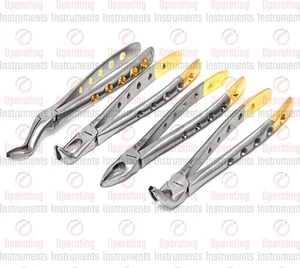 SET OF 4 DEEP GRIPPING ATRAUMATIC DENTAL EXTRACTING FORCEPS DIAMOND DUSTED - Picture 1 of 4