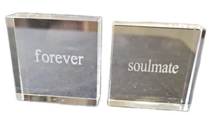 Paar Vintage Glaswürfel geätzt mit "Forever" & "Soulmate" - Bild 1 von 4