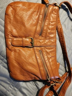 Bolso Bandolera BOHO Bueno Cuero Sintético Suave Marrón Tostado Cartera De Colección. ¡Excelente estado! Foto 1 de 4