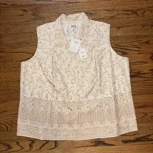 Talbots Seide Knochen persisch bestickt Paisley ärmelloses Shirt Top Gr. 22W Neu mit Etikett - Bild 1 von 15