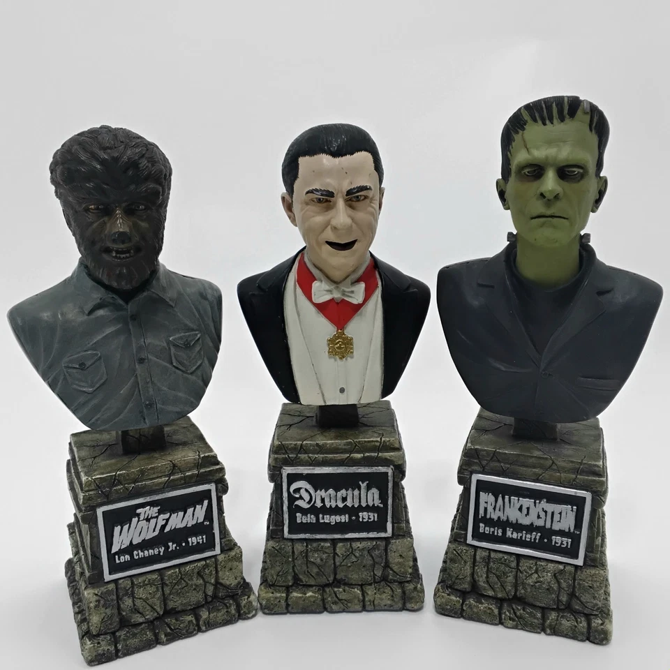 Universal Monsters Frankenstein, Drácula, Wolfman Legacy Collection Busts los 3 Foto 1 de 4
