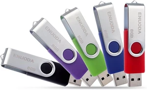 Memory Stick 8GB 5 Pack USB 2.0 Flash Drive Swivel Design Fold Storage T - Picture 1 of 16