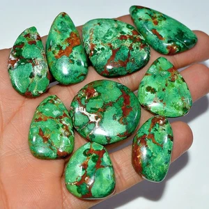 9 Pcs 286 Cts Natural Chrysocolla Cabochon Loose Gemstone 35x20 22x19mm #3687 - Picture 1 of 4