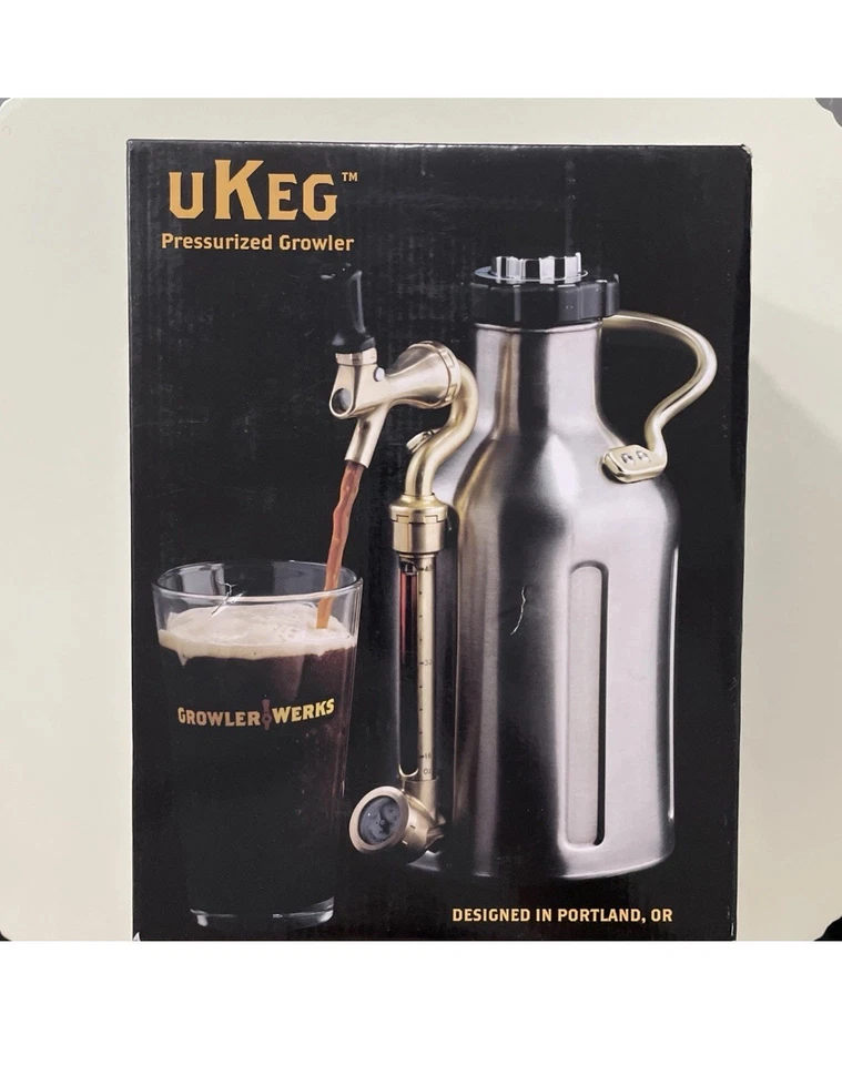 GrowlerWerks uKeg Pressurized Growler 64 oz StainlessSteel Tap Dispenser NEW MLS - Image 1 of 4