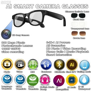 AI Smart Glasses with Translation Camera and Video Recording and glasses case - Picture 1 of 33