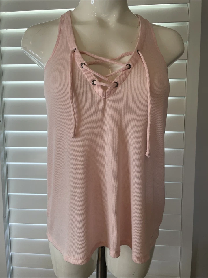 Camiseta sin mangas Hollister rosa claro cuello en V para mujer talla Xsmall XS Foto 1 de 4