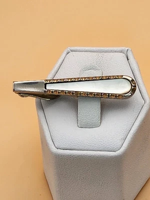 Vtg NIPPY Clip STRATTON Made In England Mother Of Pearl Silver Tone Tie Clip Bar - Image 1 of 4