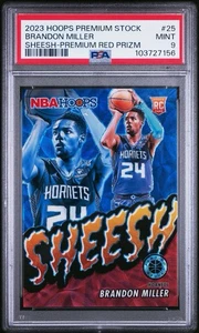 2023-24 Panini Nba Hoops Premium Stock - Sheesh Brandon Miller #25 Red /88 PSA 9 - Picture 1 of 3