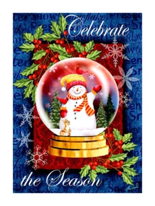NEW EVERGREEN GARDEN FLAG CELEBRATE SEASON SNOWMAN GLOBE CHRISTMAS FLAG 12.5X 18 - Picture 1 of 1