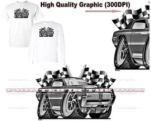 Camiseta blanca Mercury Cougar vintage musculosa monocromática carreras banderas DigiRods coche - Imagen 1 de 5