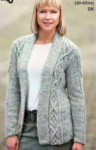 1105 Lady's DK Cable Cardigan Jacket 30-42" 76-107 Vintage Knitting Pattern COPY - Picture 1 of 2