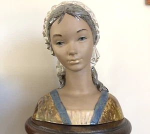 Exquisite Large Vintage Lladro Little Girl Porcelain Bust #12024 1971 Beautiful! - Picture 1 of 24