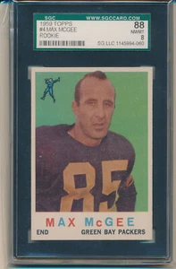 1959 Topps Football Max McGee (Rookie Card) (#04) SGC88 (8) SGC - Bild 1 von 2