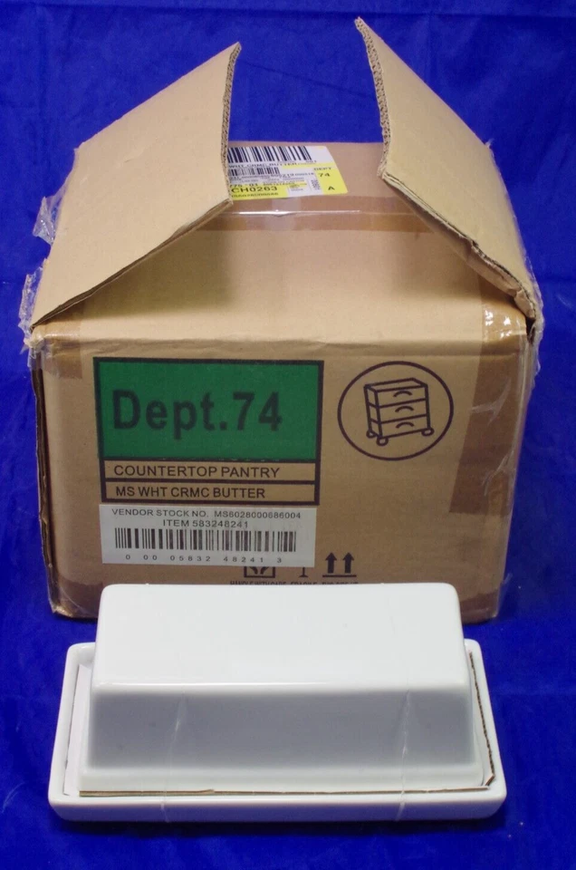 Lot of 4 Mainstays Glazed Stoneware Butter Dish, White Free Shipping - Image 1 of 2