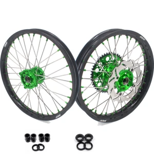 Llantas KKE 21/19 CNC MX para Kawasaki KX250F KX450F 2006-2018 disco tuerca verde - Imagen 1 de 11