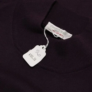 Gran Sasso NWT Mock Neck Sweater Size 56 2XL US In Solid Purple Wool - Picture 1 of 9