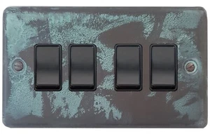 G&H CV4B Standard Plate Verdigris 4 Gang 1 or 2 Way Rocker Light Switch - Picture 1 of 1