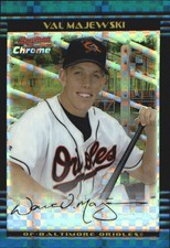 2002 Bowman Chrome Draft X-Fractors Orioles Baseball Card #76 Val Majewski/150