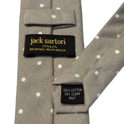 Corbata Jack Sartori Prendas para el cuello a medida Gris Lunares 100% Algodón Corbata 3" Usada en Excelente Condición Foto 1 de 4