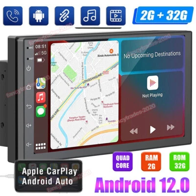 Android 12 Double Din 7" Car Stereo Apple CarPlay Auto Radio GPS Navi WiFi FM - Image 1 of 4
