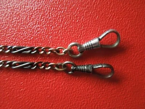 RELOJ BOLSILLO J6656 ART DECO FRANCIA 800 PLATA NIELLO CADENA LONGITUD 41 CM VER D - Imagen 1 de 10