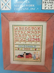 Farm Sampler Stamped Cross Stitch Kit 0560 New American Needlework Co 4 X 5 inch - Picture 1 of 5