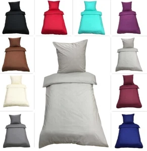 Uni Bettwäsche 135x200 cm 4 tlg 2 tlg Renforce Baumwolle Garnitur Bettbezüge Set - Bild 1 von 12