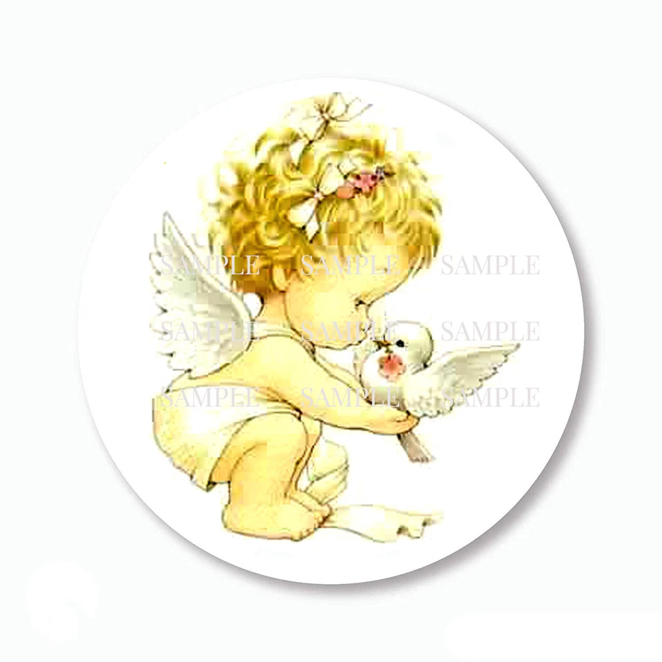 30 Angel Girl Baptism Baby Shower Favors Scrapbook Stickers 1.5" Envelope Seals - Image 1 of 1
