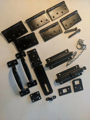 Juego de herrajes para puerta de granero doble "1900", con BISAGRAS, pestillos y PINES DESLIZANTES DE BLOQUEO Foto 1 de 4