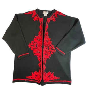 Cárdigan Venezia Vitale Mujer 18/20 Negro Mezcla Lana Bordado Suéter De Colección - Imagen 1 de 12