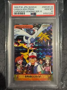 Pokemon 1999 Japanese Bandai Carddass Vending #Movie22 Lugia & Ash Prism PSA 10 - Picture 1 of 2