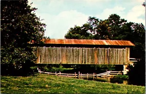 Postcard Greene County The Ballard Road Covered Bridge Ceasar's Creek Vintage - Picture 1 of 2