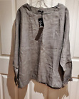 NWT Visible Arts Linen Women's Tunic Gray 3X Lagenlook Shirt Batwing Cut-Out