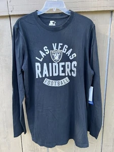 Las Vegas Raiders Football Long Sleeve Black NWT Starter TShirt Size Medium - Foto 1 di 7