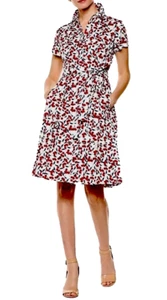 EUC! Donna Morgan Shirt Dress! Plus Size 18W Collared Cherry Print Fit & Flare - Picture 1 of 15