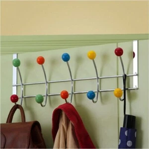 Multi Color Over Door DOUBLE HOOK Safe Round Plastic Rack Robe Towel Coat Hanger - Picture 1 of 2