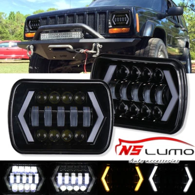 55W 7x6 " 5X7 " LED Projektor Scheinwerfer Hi-Lo Träger Halo DRL Für Jeep - Bild 1 von 4
