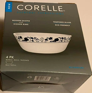 CORELLE 4 PK BOWLS MODERN SHAPES WITH HIGHER RIMS 18 OZ / 532 ML - Picture 1 of 2