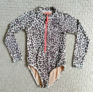 JCrew Crewcuts Leopard One Piece Zip Rash Guard Swim Suit Long Sleeve UPF 50 4-5 - Picture 1 of 5