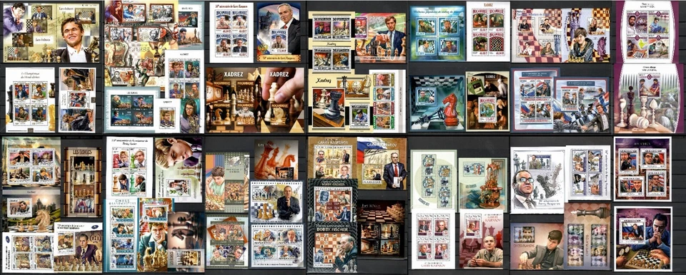 CHESS - Pt. 3 / countries M-S / collection 58 souvenir sheets MNH #CNA320 - Image 1 of 4