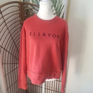 Ell & Voo Sweatshirt Heritage Crew Jumper Medium 12 Coral Red Activewear Logo - Picture 1 of 5