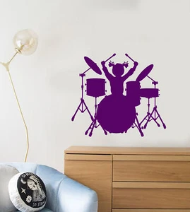 Vinyl Wall Decal Drum Kit Musician Drummer For Little Girl Stickers (3211ig) - Picture 1 of 3