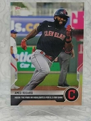 2021 TOPPS NOW #736 AMED ROSARIO CLEVELAND INDIANS INSIDE THE PARK HOMERUN - Image 1 of 2