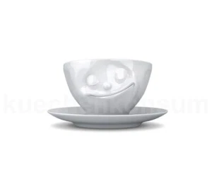  Teetasse Tasse Kaffee-Tasse Kaffeepott glücklich weiß Gesichtstasse TV Tasse - Bild 1 von 3