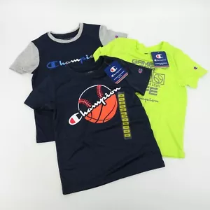 T-shirt sportive Champion Boys blu verde 3 taglia 5/6 nuove con etichette - Foto 1 di 7