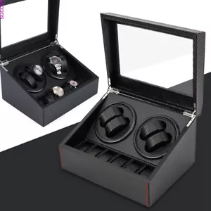 Caja enrolladora de reloj de rotación automática 4+6 estuche de almacenamiento caja de exhibición de cuerda automática - Imagen 1 de 12