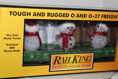 MTH #30-72248 RAILKING GREEN GONDOLA W/LED CHRISTMAS LIGHTS & LIGHTED SNOWMAN - Image 1 of 2