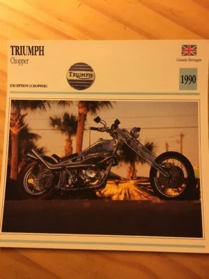 Triumph 650 cm3 Chopper 1990 Tarjeta Moto Colección Atlas UK - Imagen 1 de 2